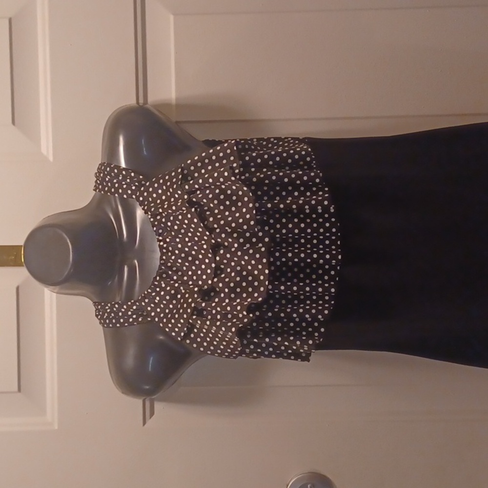 En Focus Studio Black Dress, Size 6 , polka-dot